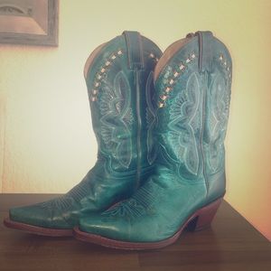 Women’s Justin cowboy boots teal Sz 8.5 snip toe